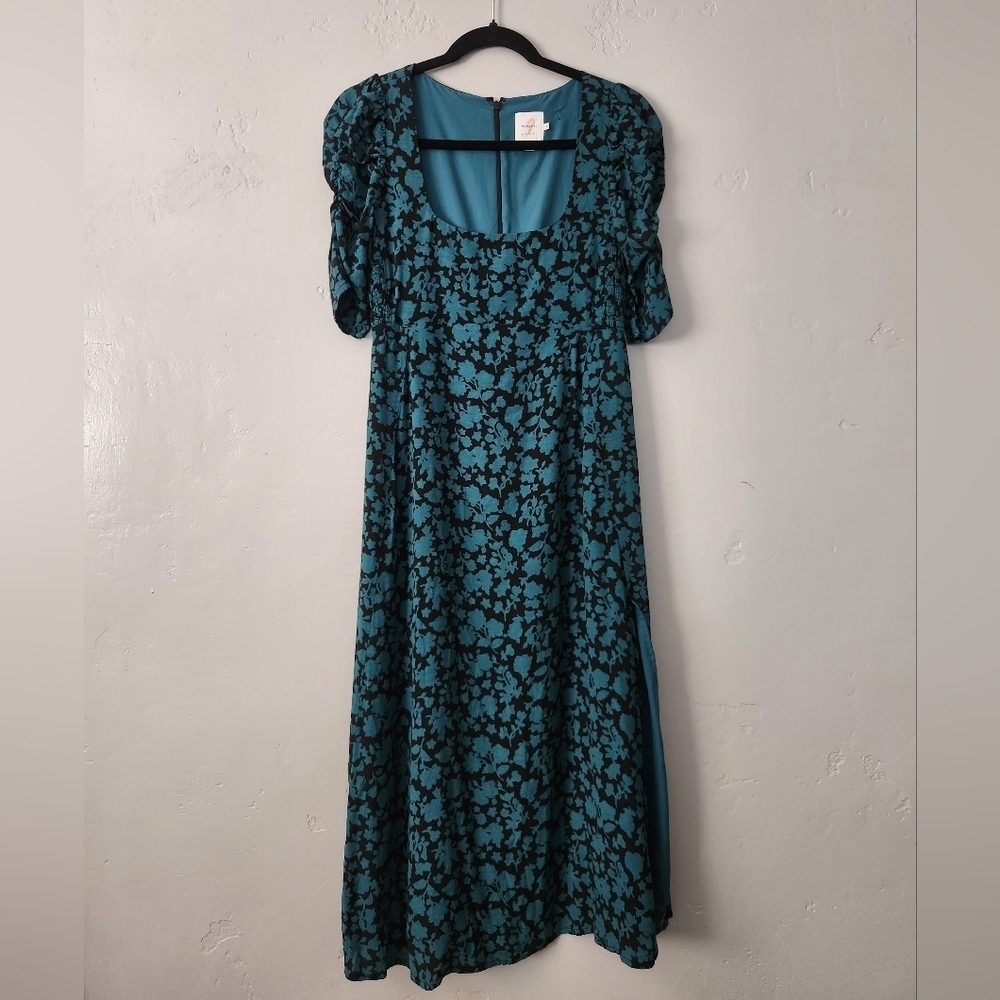 The Nines By Hatch Maternity Lined Scoop Neck Maxi Dress Puff Sleeve XS